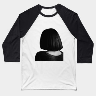 Woman turning her back, black and white illustration, classic Baseball T-Shirt